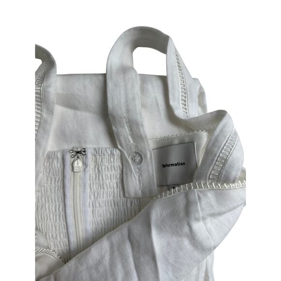 Reformation Everett Square-Neck Linen Midi Dress White US 6 - Picture 11 of 11